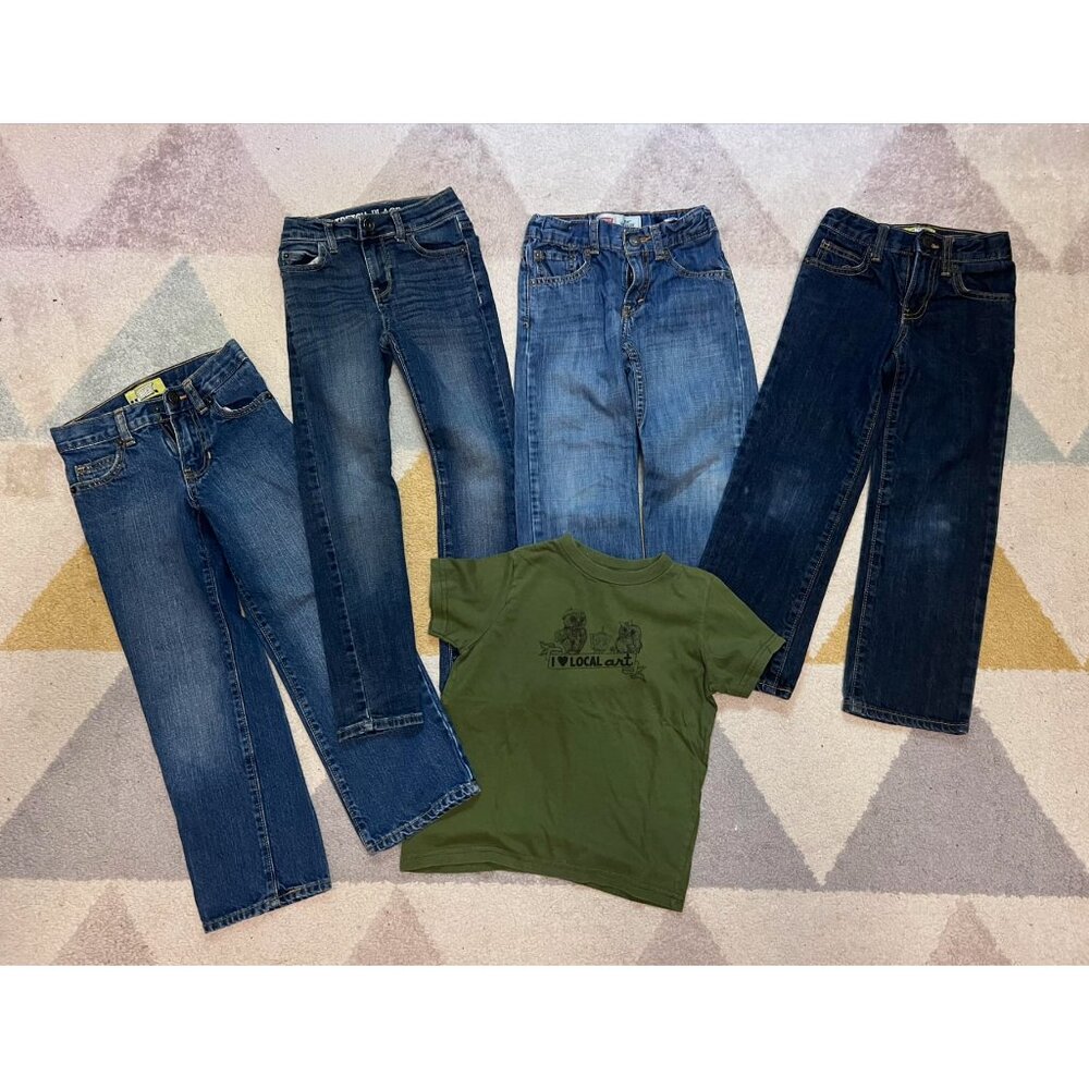 FOUR Pairs Jeans & Original Hand Screened Shirt